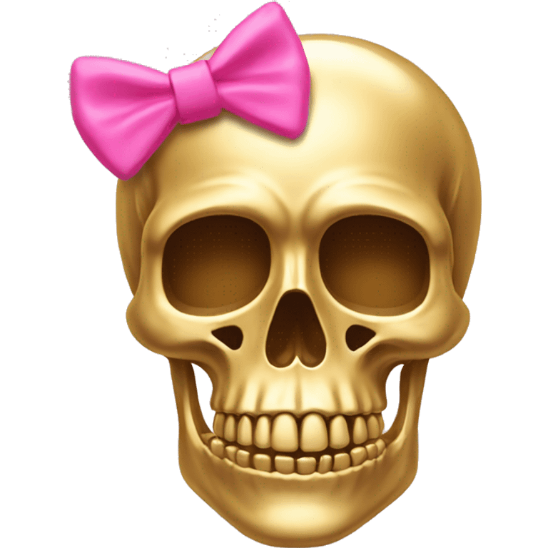 Gold Skeleton with pink bow on the side of its head emoji