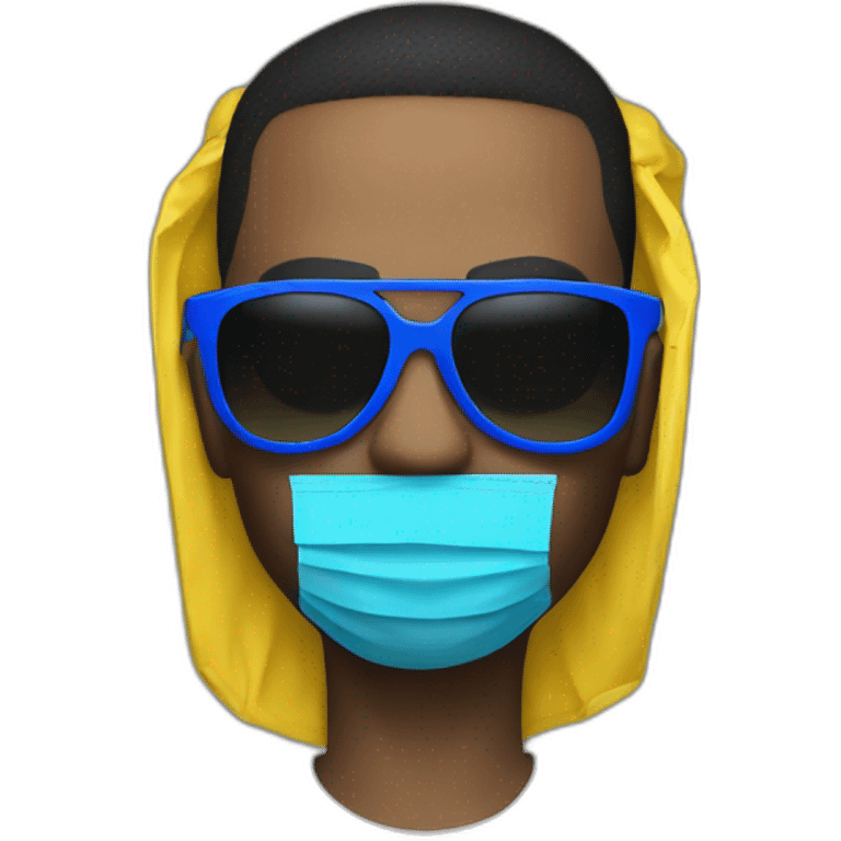 Uk rapper with yellow mask and blue sunglasses emoji