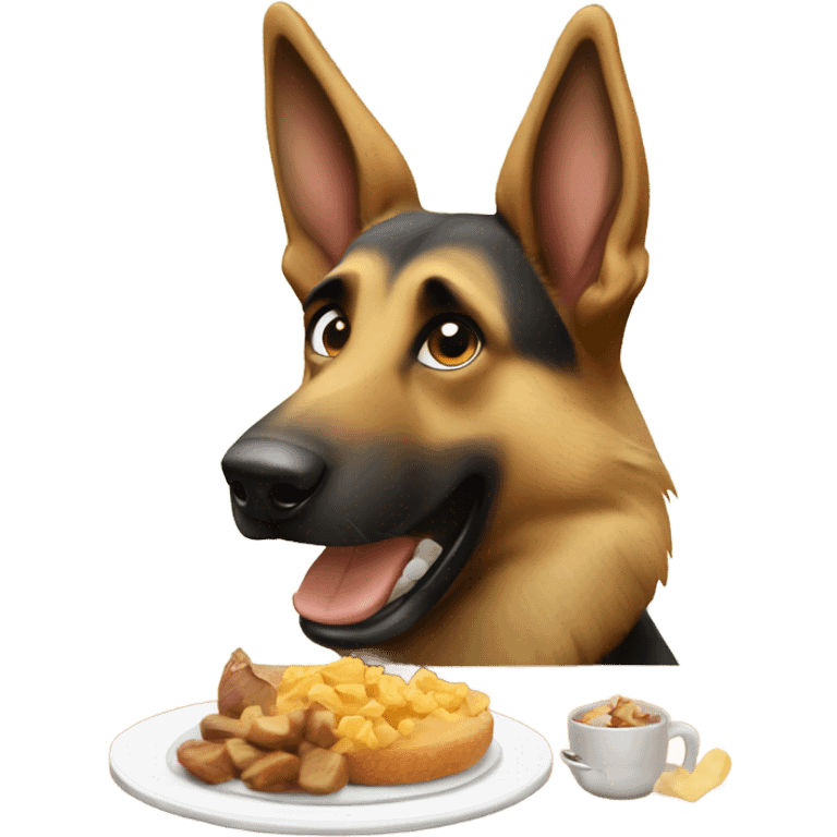 German shepherd eating and squirrel emoji