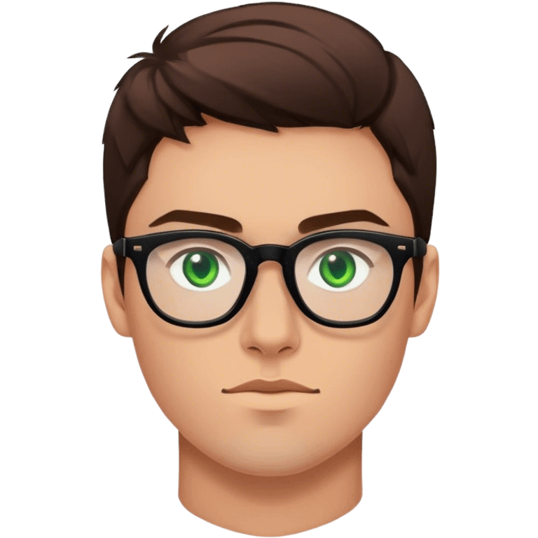 A 27 years old young Nordic man with green eyes, black glasses and brown hair emoji