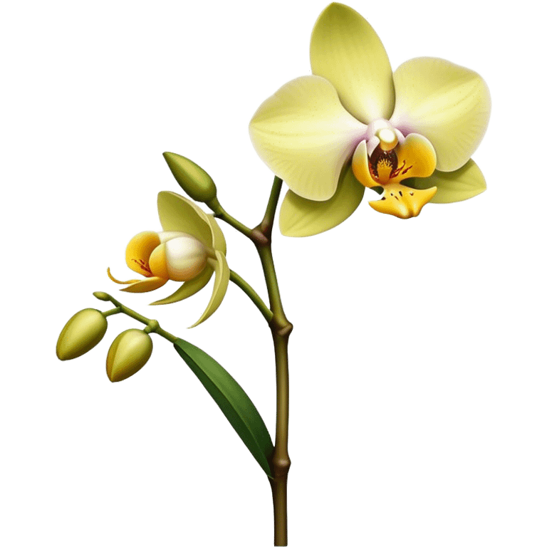 single Dendrobium Orchid flower, stem emoji