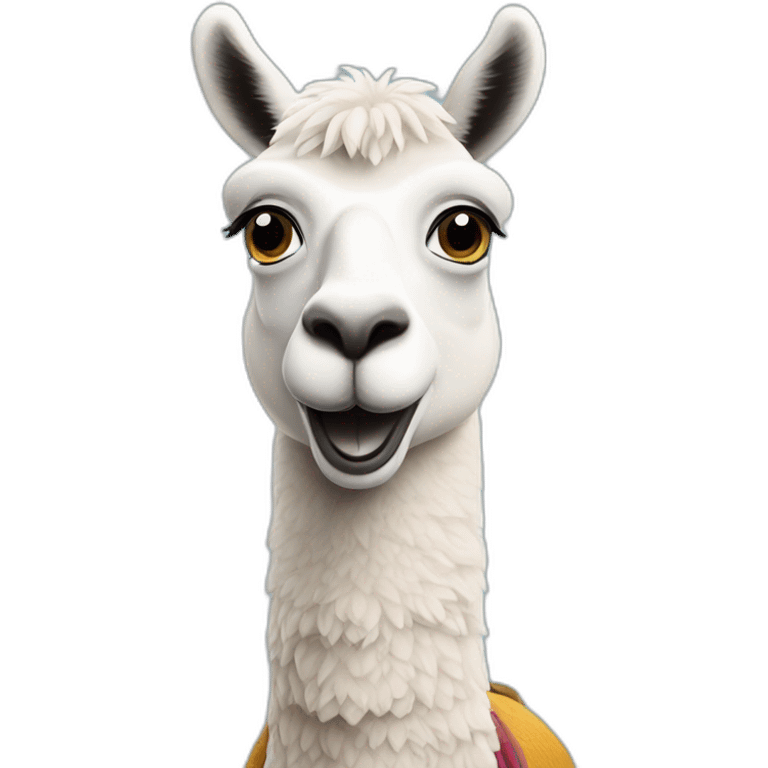 lama avec une caméra emoji