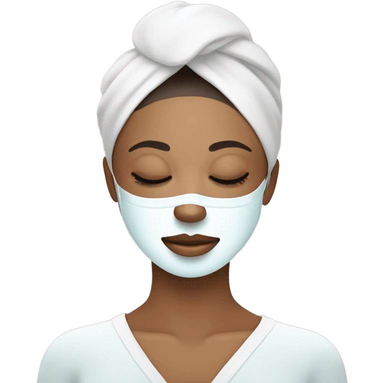 Lady with face mask spa beauty full face relaxing emoji