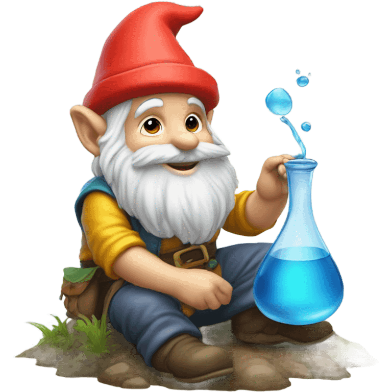 gnome pouring liquid on the ground as tribute to his homies emoji