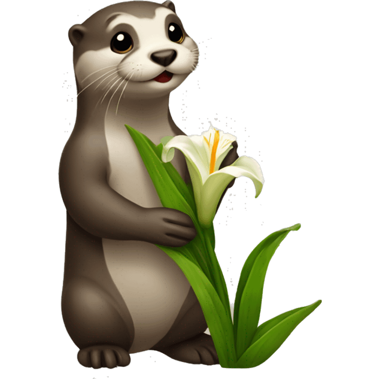 Otter holding a lilly of the vally emoji