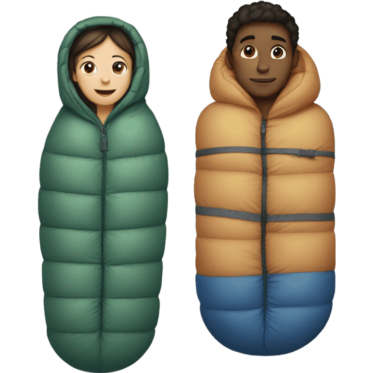 a girl and a boy in a single sleeping bag emoji