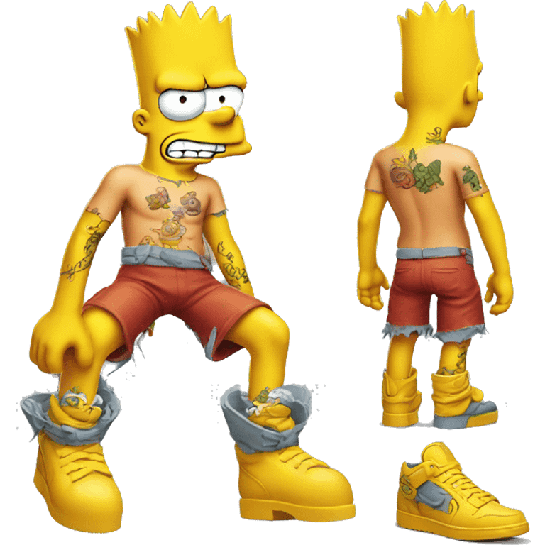 Bart Simpson rapero con tatuajes emoji