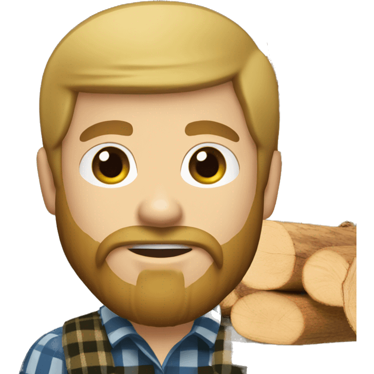 white man lumberjack with beard blond hair chopping firewood emoji