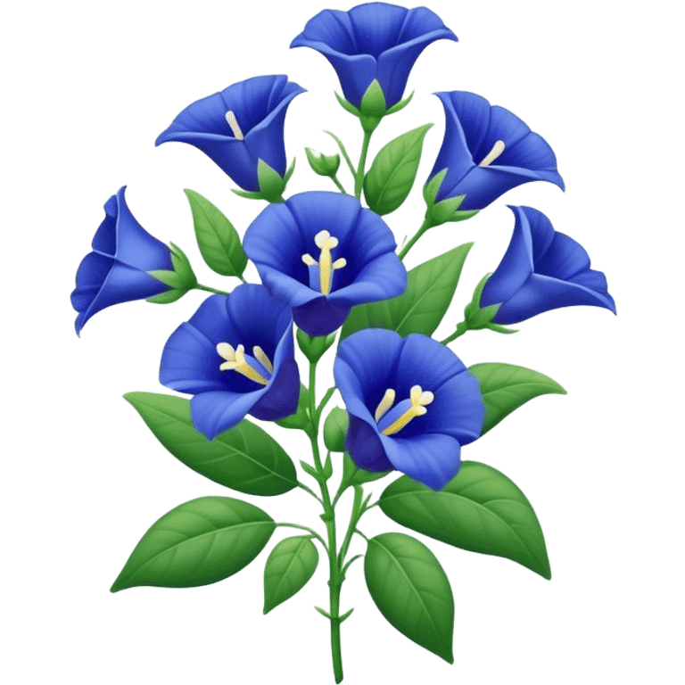 big bouquet Blue Butterfly Pea flower, stem, leaf emoji