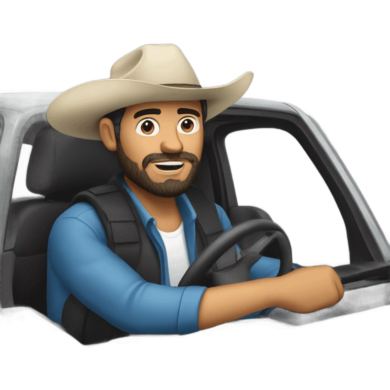 Mexican man with beard driving ford ranger  emoji