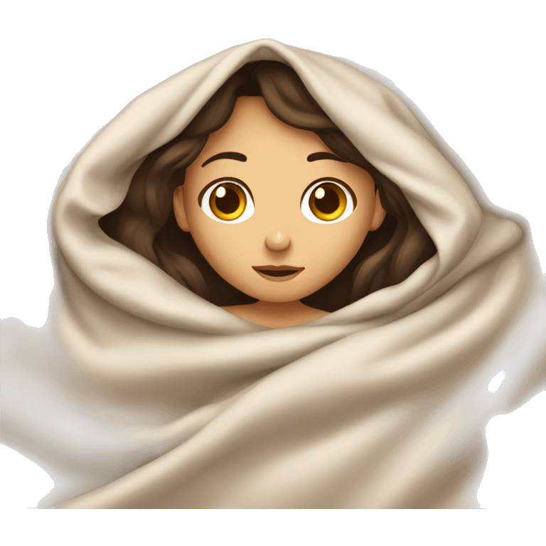 brunette cute girl under the blanket  emoji