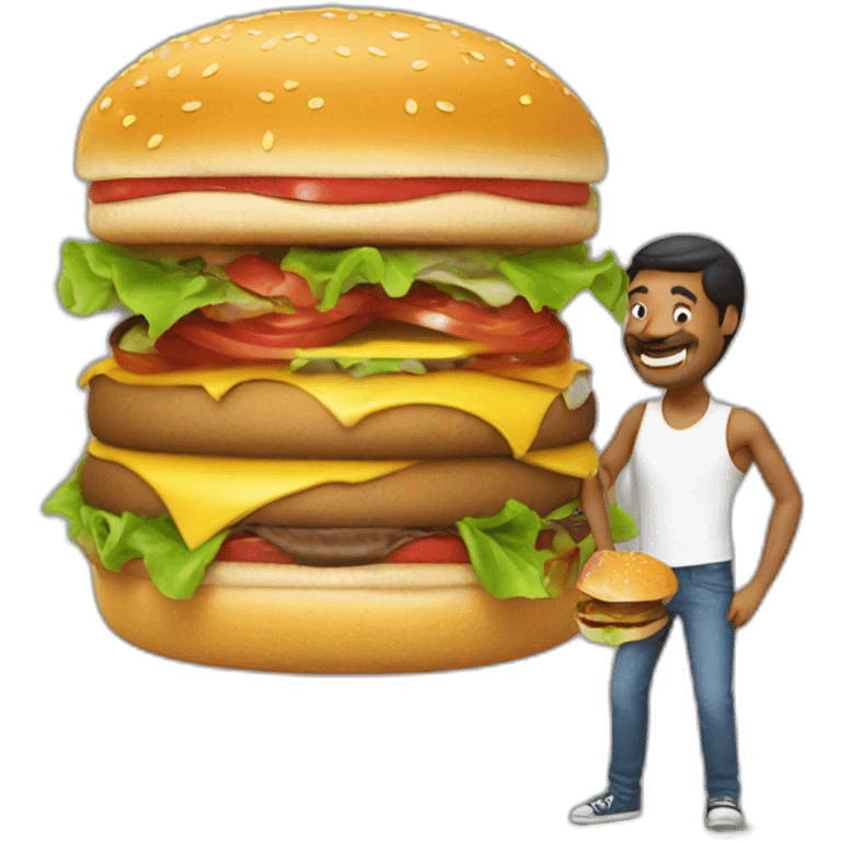 deux homme qui se font un bisou sur un hamburger emoji