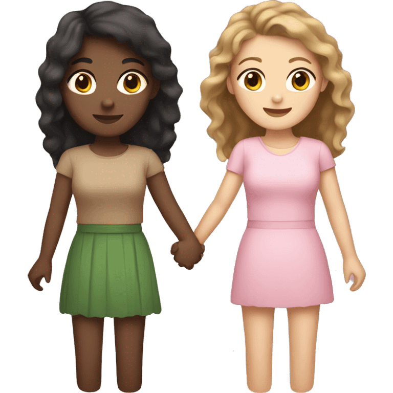 Brunette white girls holding hands emoji