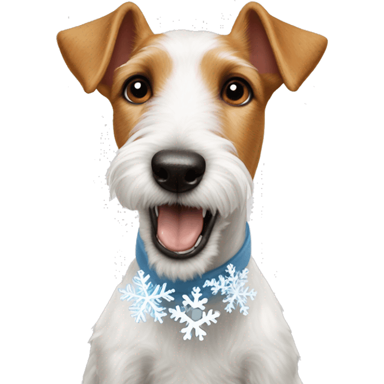 Fox terrier eating a snowflake  emoji