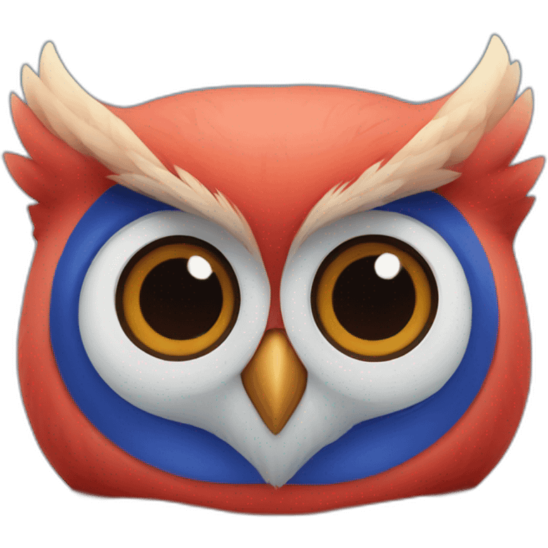 hibou rouge et bleu emoji