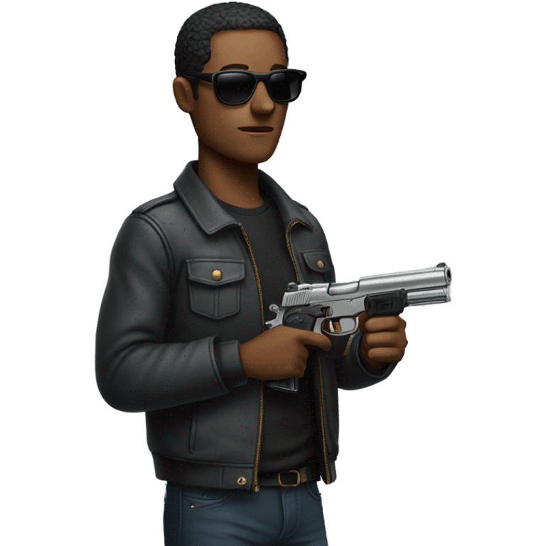 Man with sunglasses and gun emoji