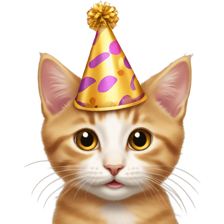 Kitten    wearing  a   party   hat   Is   at   a  party 🥳🎉 emoji