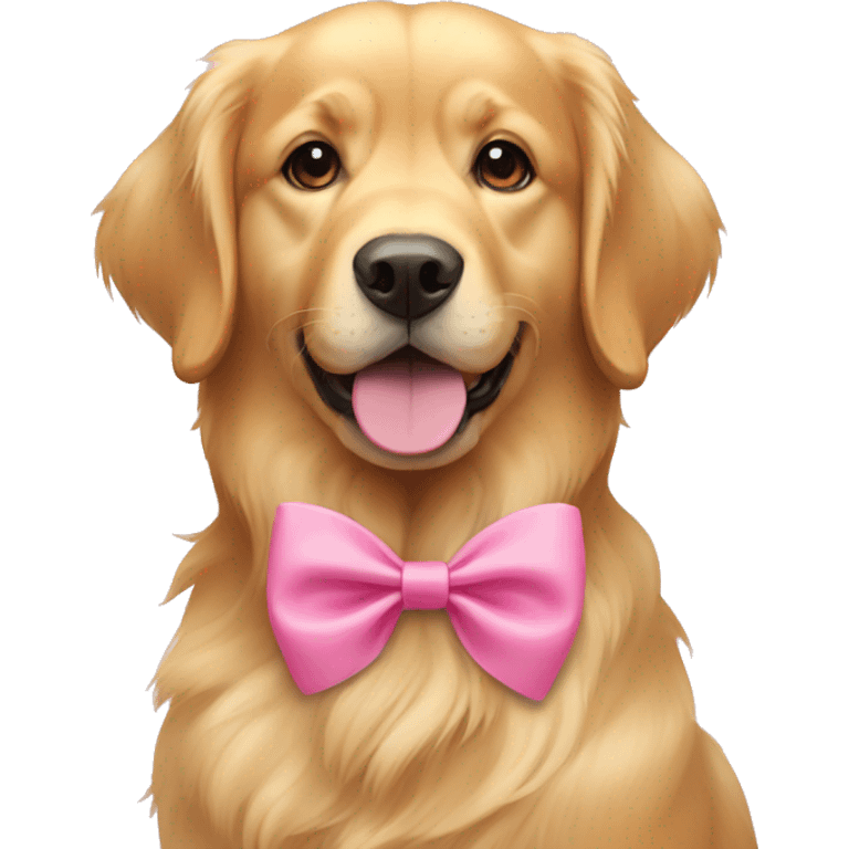 golden retriver female with a pink bow in her left ear emoji