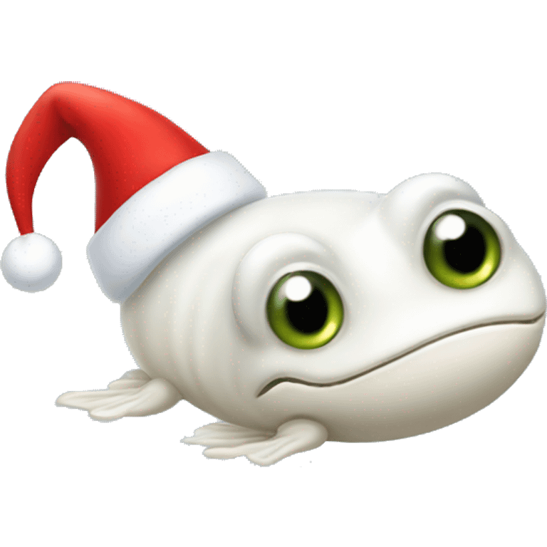 White tadpole wearing a Santa hat  emoji