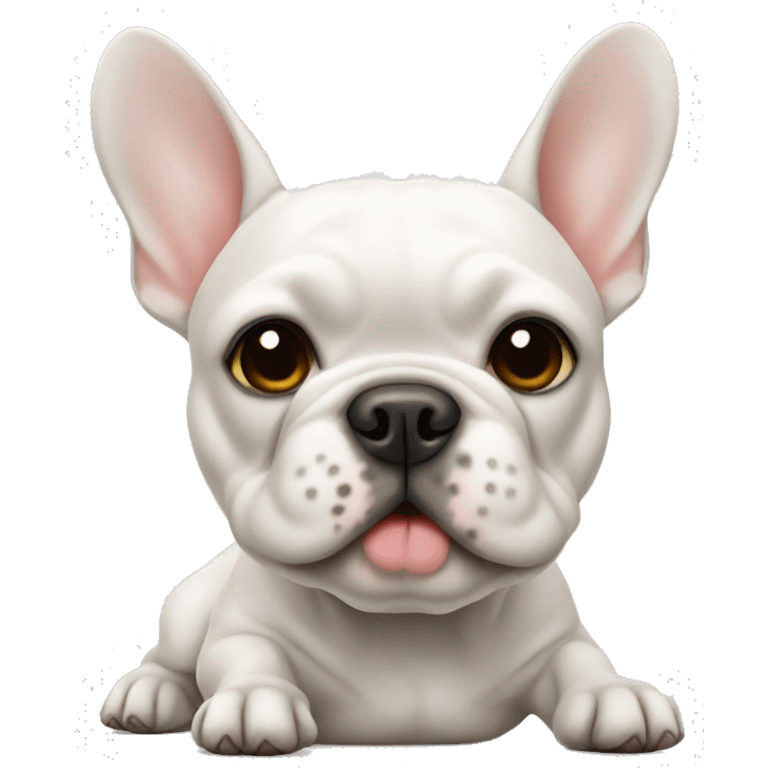 White Frenchie laying  emoji