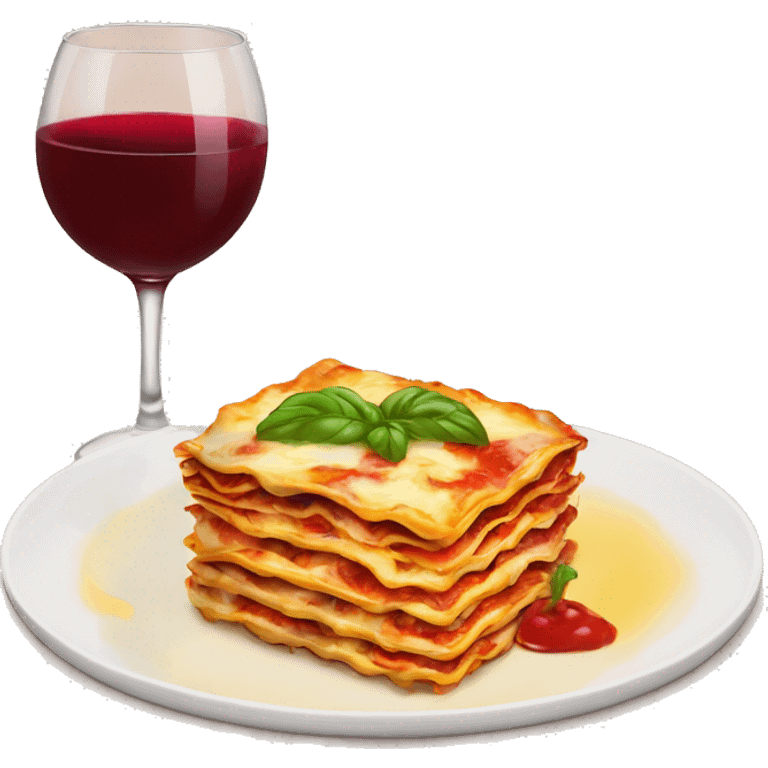 Lasagna and wine emoji