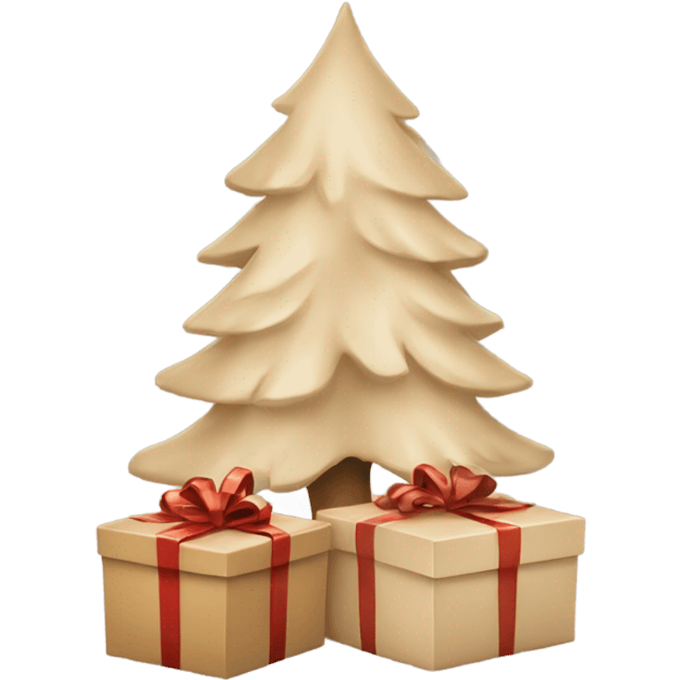 beige Christmas gifts under a beige tree emoji