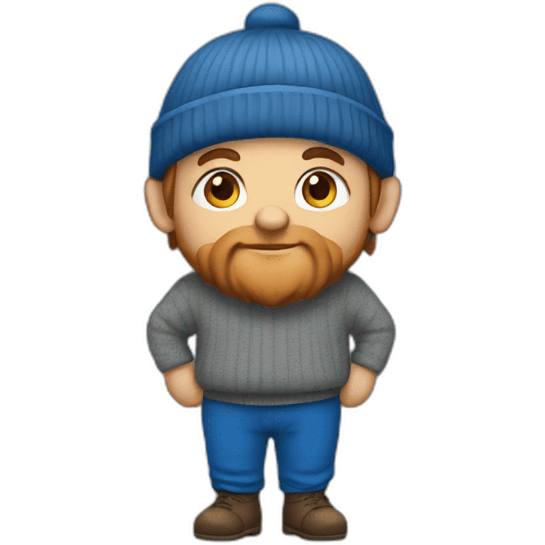 A dwarf in a gray sweater, a blue cap, blue pants emoji