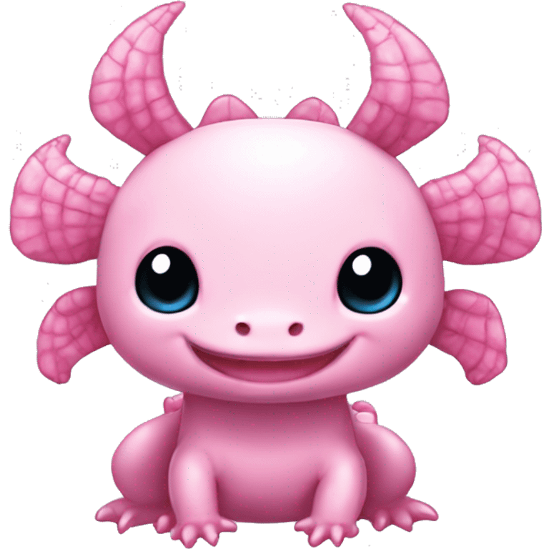 high detailed pink cute axolotl stitch chibi sanrio pokemon like chinese dragon emoji