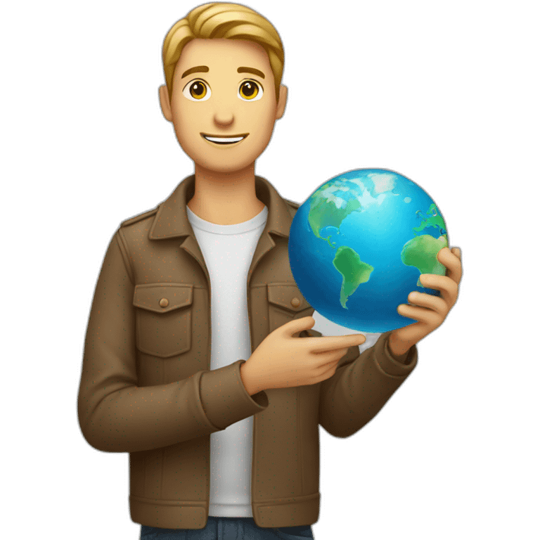 a man holding a world map in his hand emoji