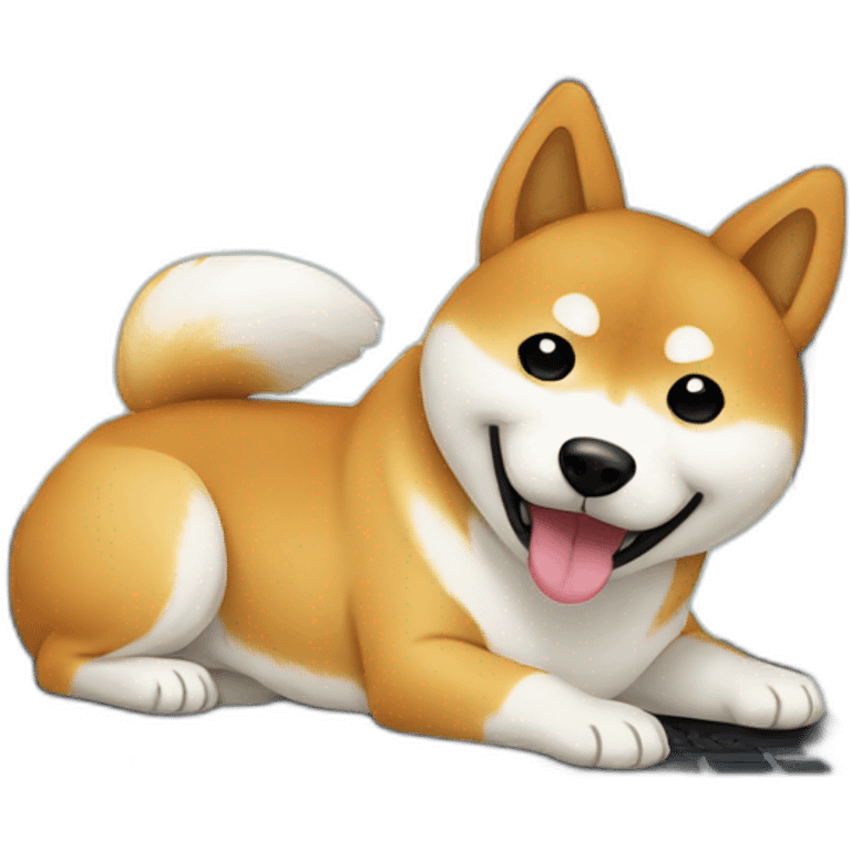 Shiba on a computer emoji