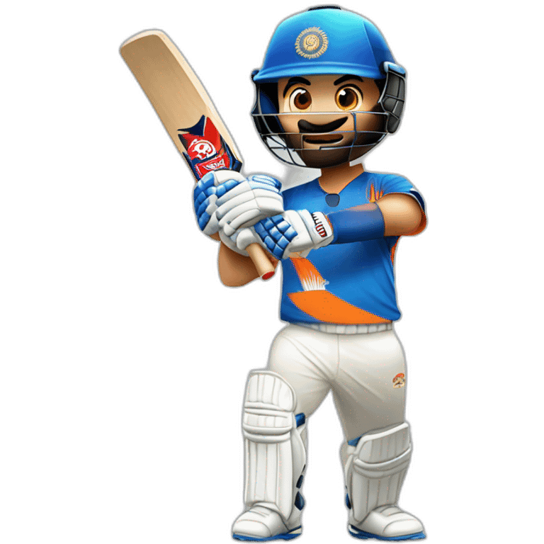 Virat kohli with cricket bat in Indian team jersey emoji