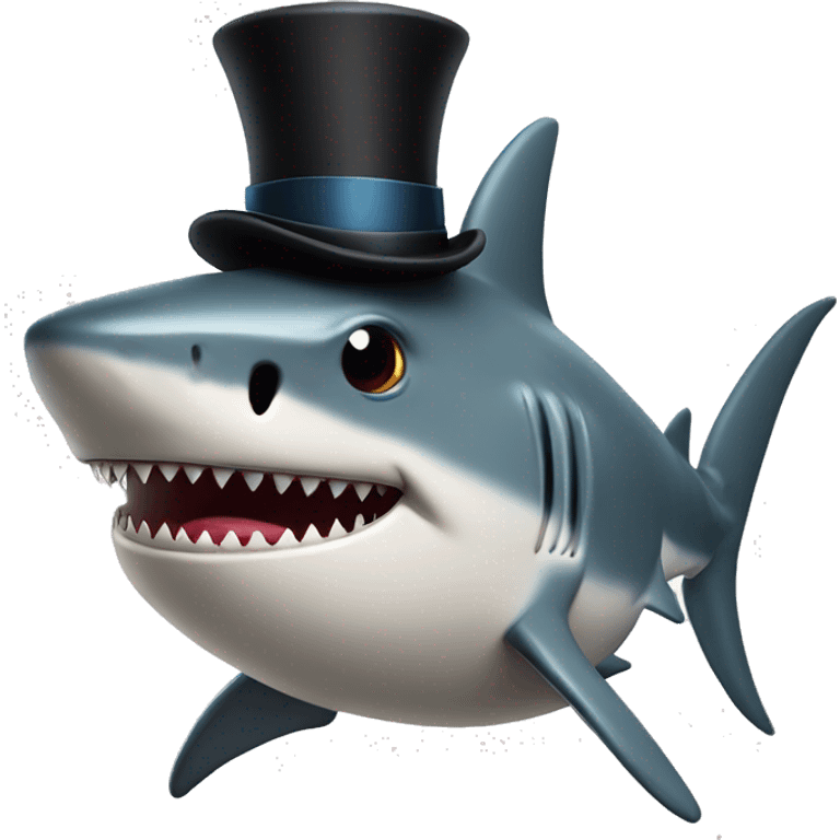 Shark with a top hat with stars around his head looking beat up emoji