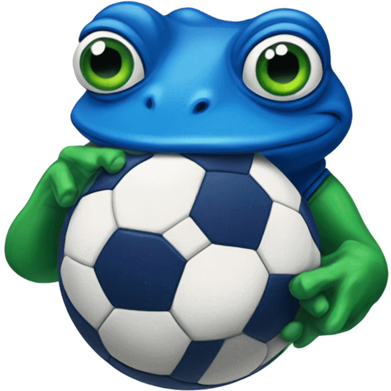 blue pepe frog in soccer jersey emoji