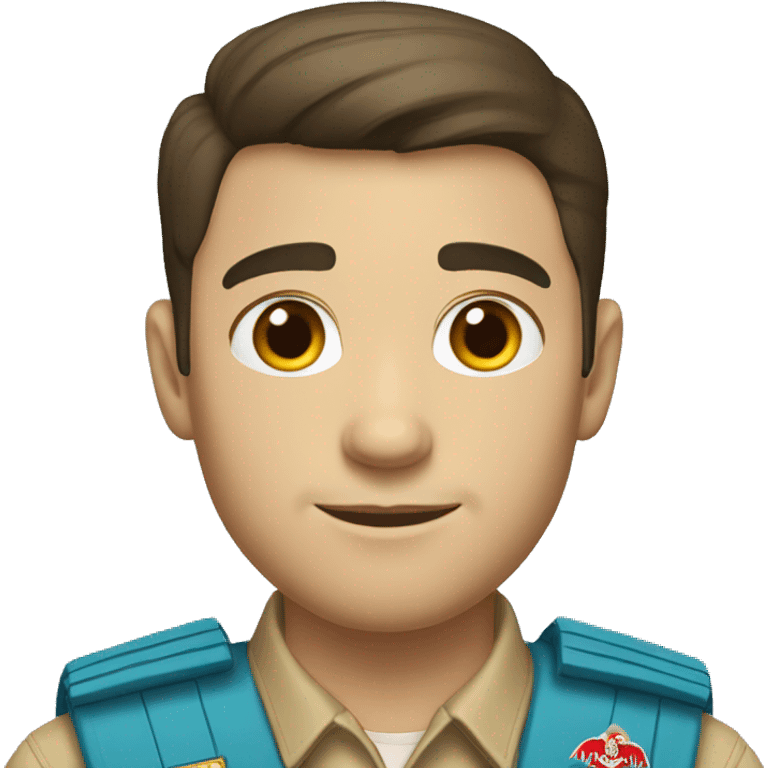 White man with dark hair, beard, in light blue boy scout uniform emoji