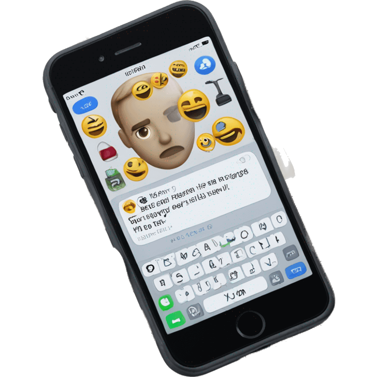 POV of iPhone on messenger: fictional secretive chat about transporting items, vague and coded messages. Phone held in one hand, blurred background emoji