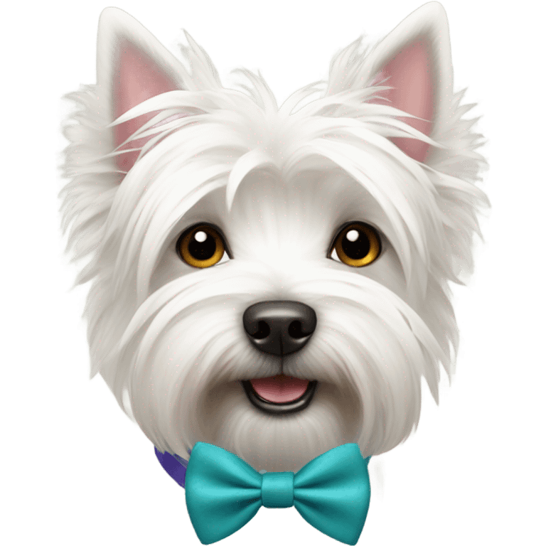 A Westie wearing a bow tie emoji