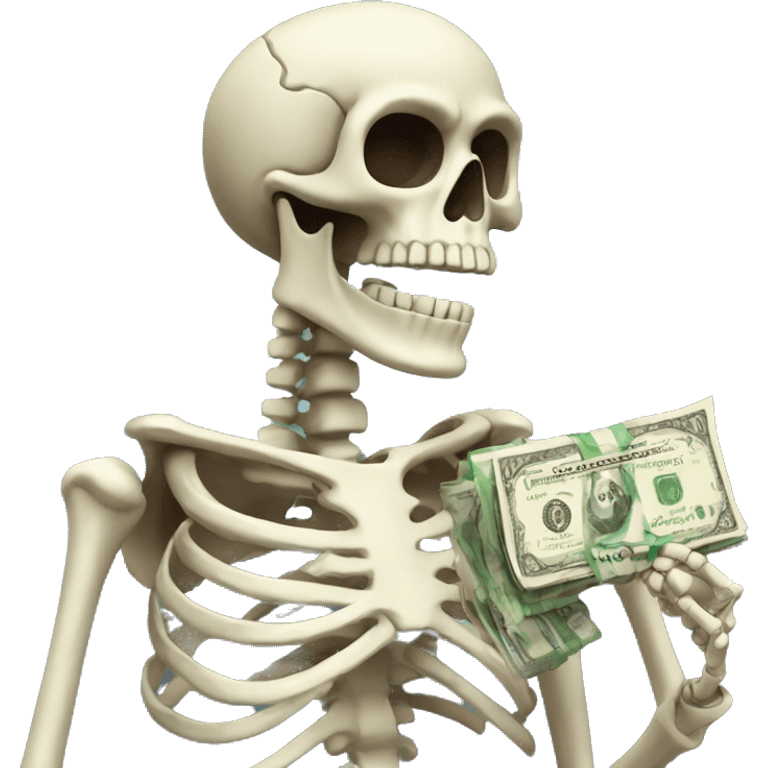 skeleton holding money emoji