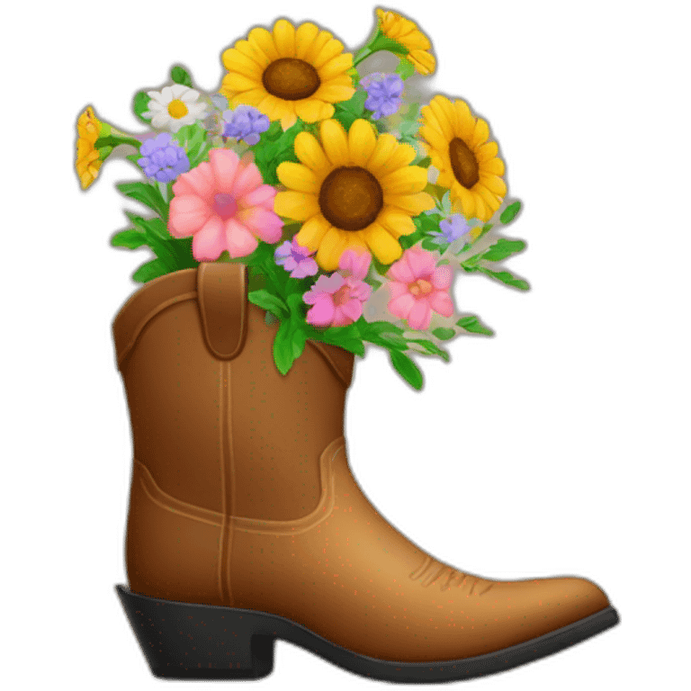 A cowboy boot with a bouquet of flowers in it emoji