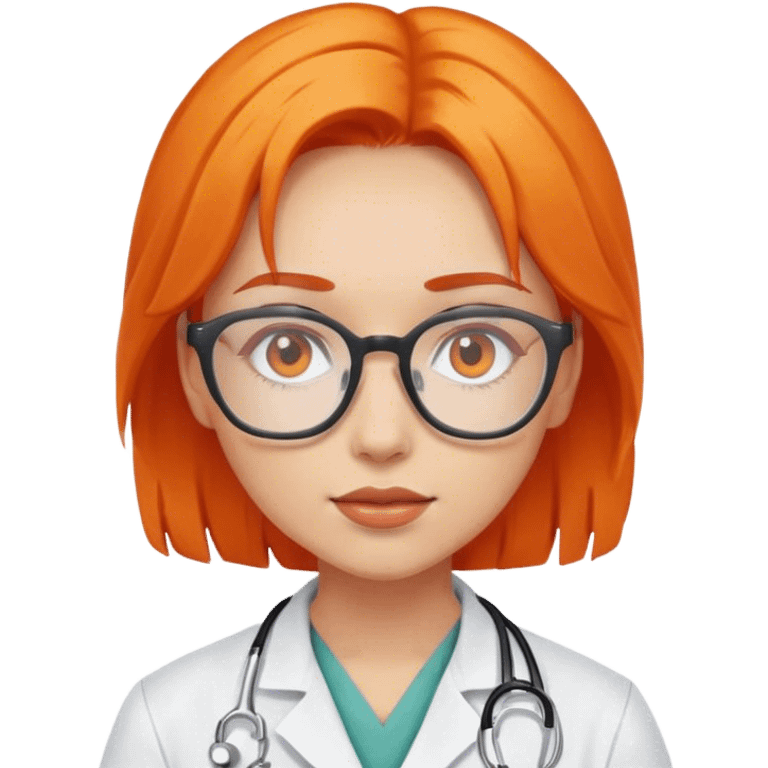 Girl doctor orange hair in glasses  emoji