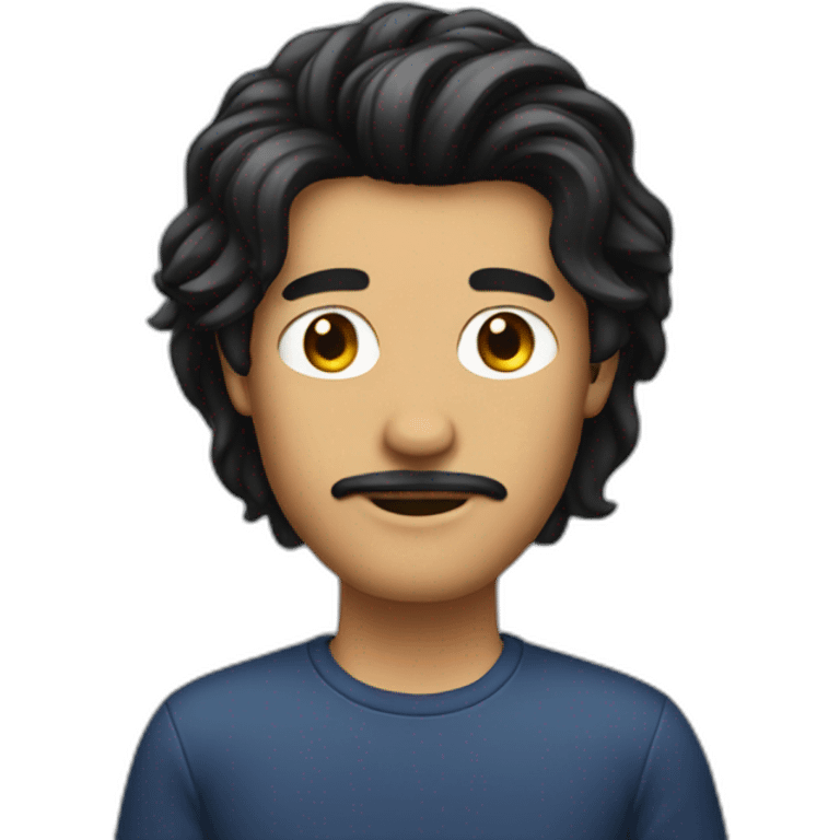 man with black curtain hair style emoji