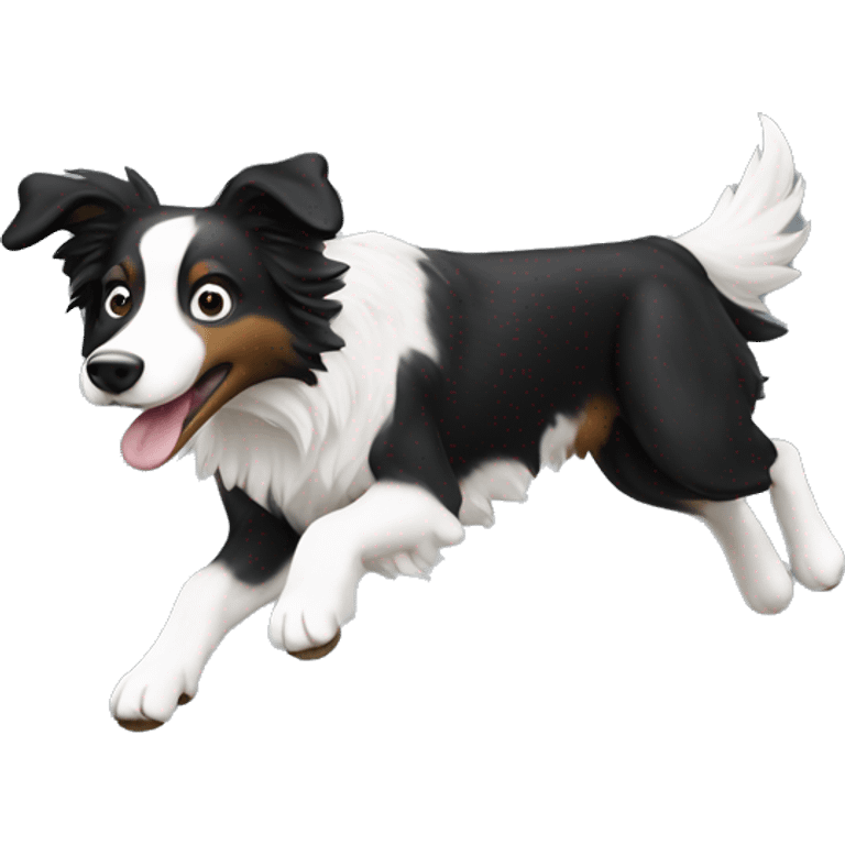 Anvil with border collie jumping over emoji