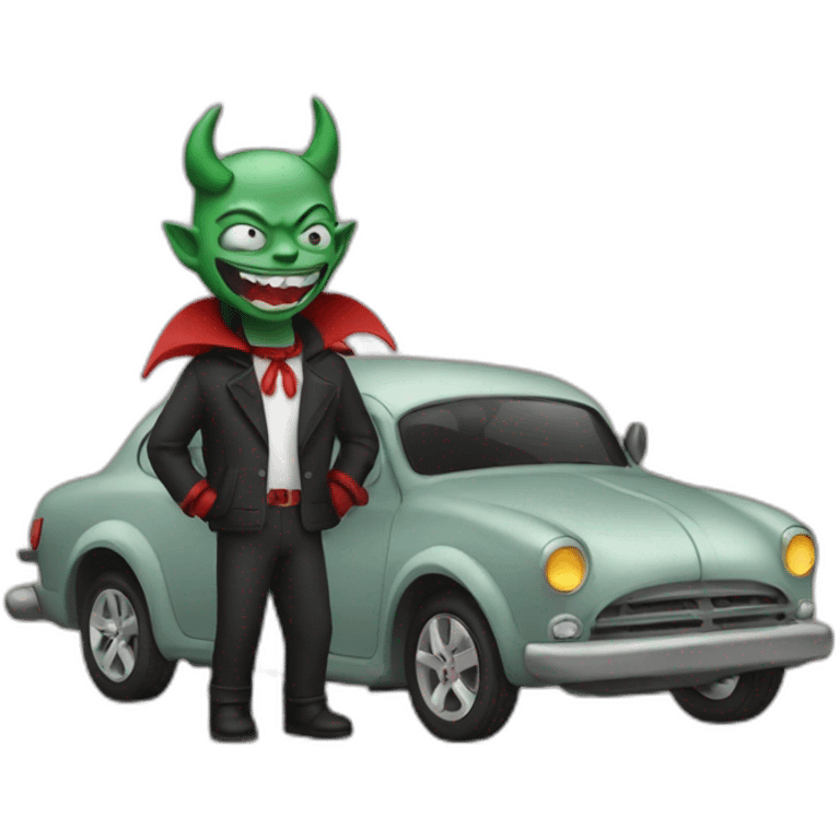 Devil with car emoji