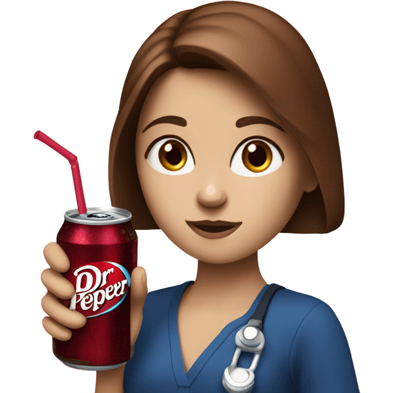 Drinking dr pepper cherry flavoured Brown hair girl blue eyes emoji