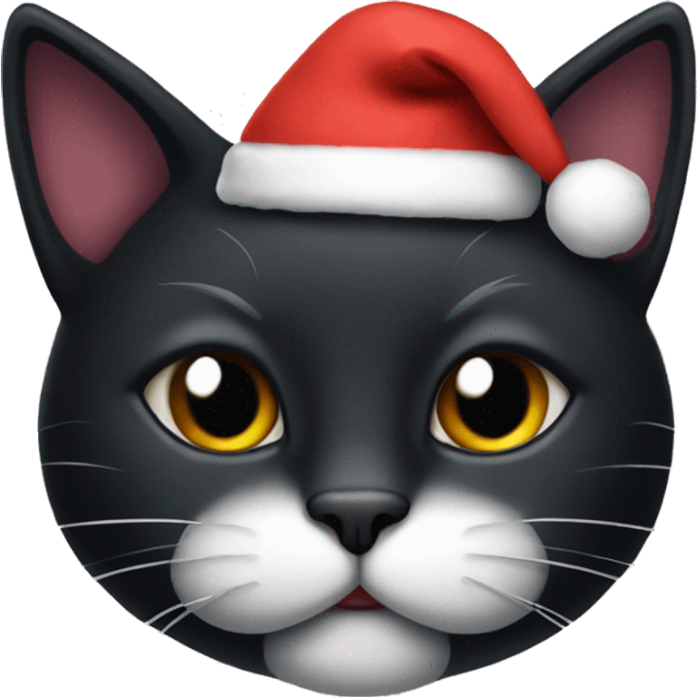 Black Cat wearing a XMAS hat  emoji