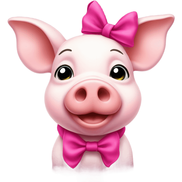 Old piglet wearing a pink bow emoji