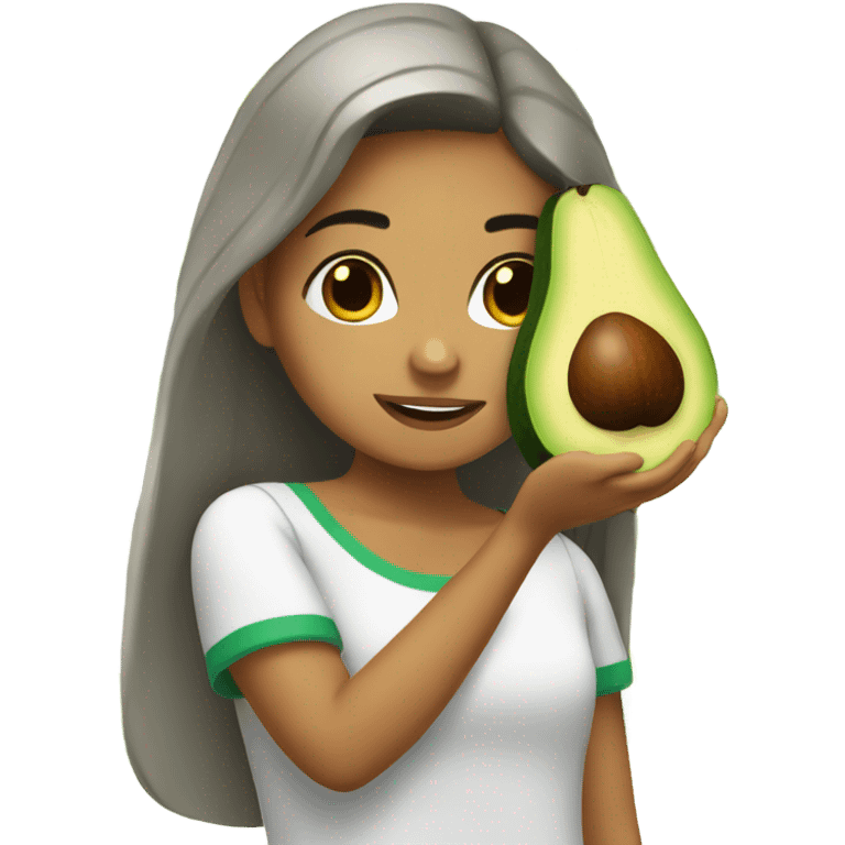 Mexican girl with an avocado emoji