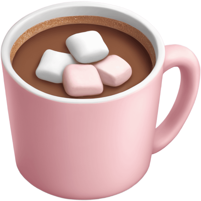 Light Pink mug of hot chocolate with marshmallows  emoji