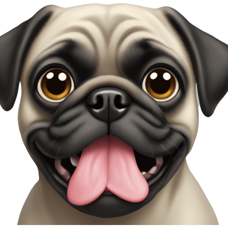 Black pug with tongue sticking out  emoji