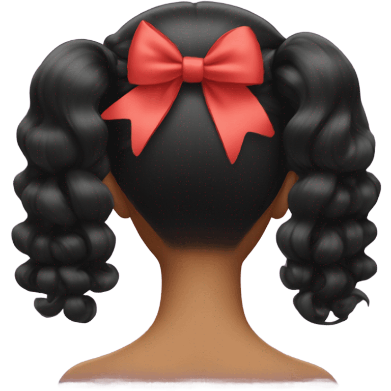 black open hair from behind with a light red bow emoji