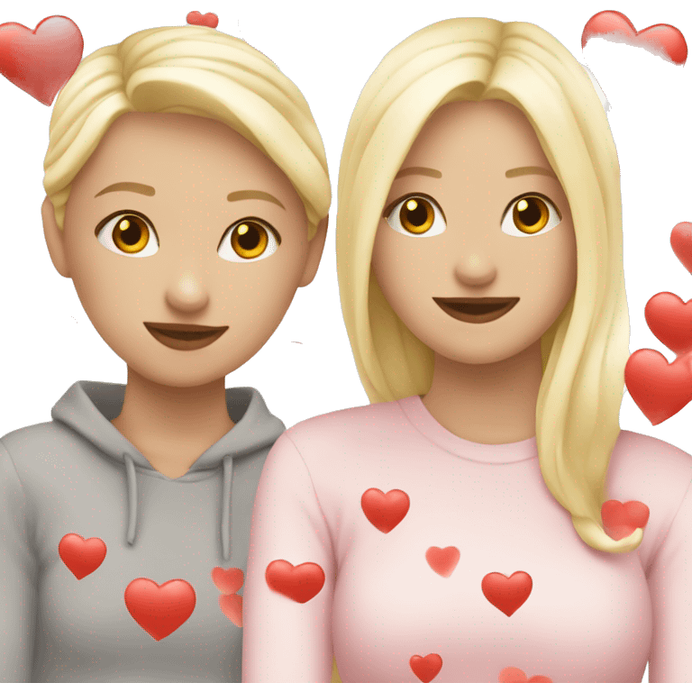 2 blonde white girls in love with hearts emoji